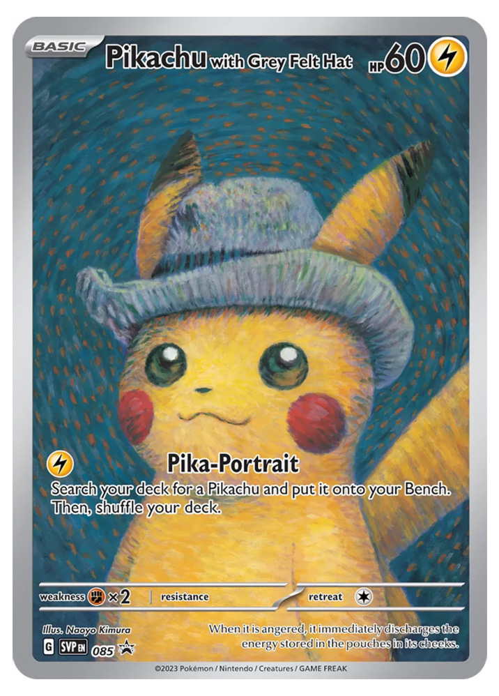 Pikachu in Grey Felt Hat Van Gogh PROMO Card